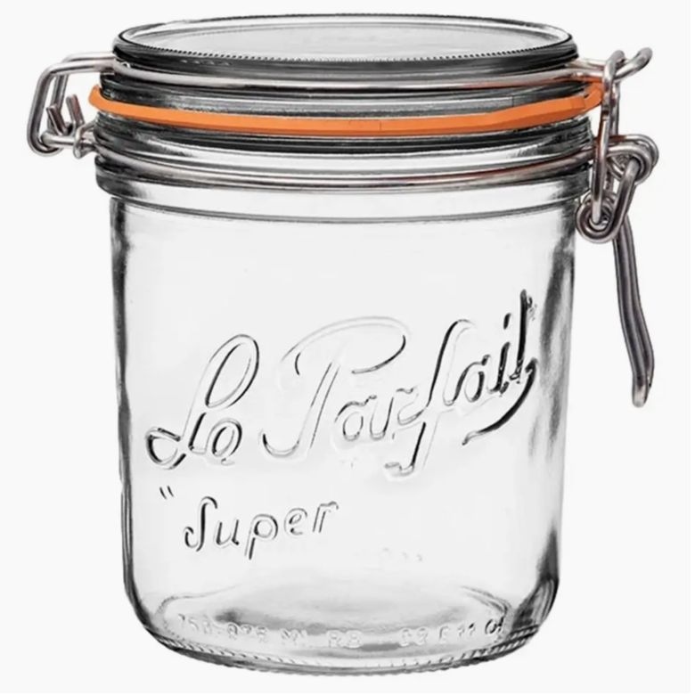 750ml Tapered French Glass Preserving Jar W/ Airtight Rubber