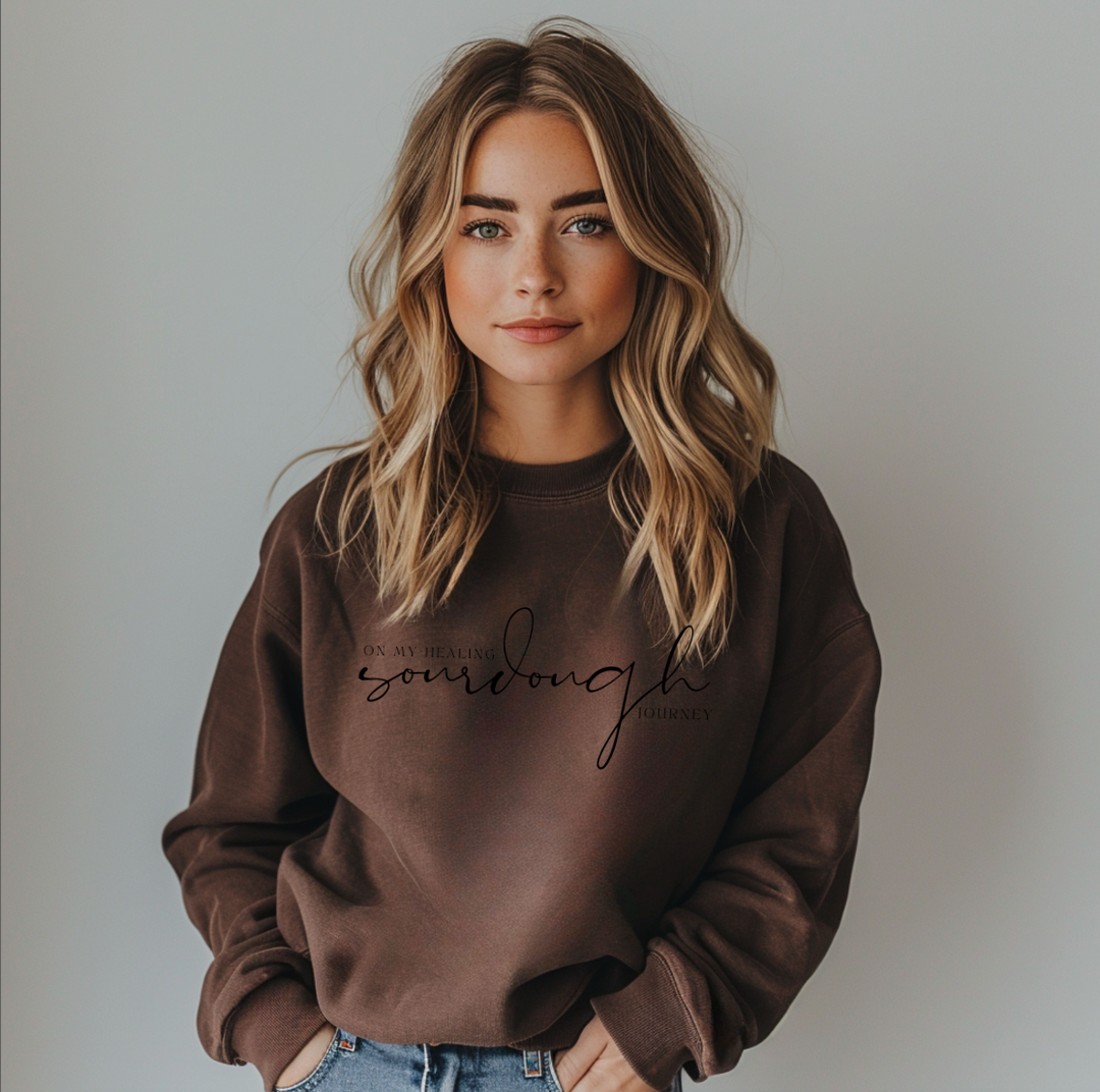 "On My Healing Sourdough Journey" Embroidered Crewneck Sweatshirt (PRE-ORDER)