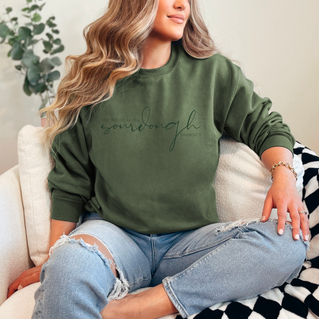 "On My Healing Sourdough Journey" Embroidered Crewneck Sweatshirt (PRE-ORDER)