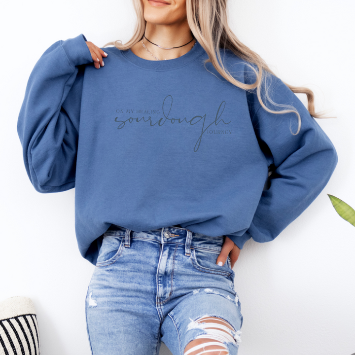 "On My Healing Sourdough Journey" Embroidered Crewneck Sweatshirt (PRE-ORDER)