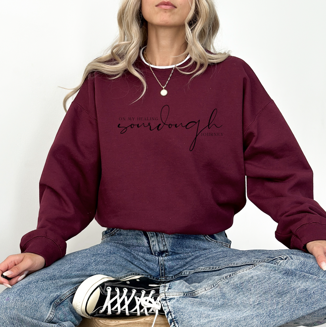 "On My Healing Sourdough Journey" Embroidered Crewneck Sweatshirt