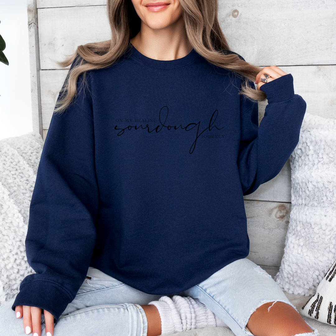 "On My Healing Sourdough Journey" Embroidered Crewneck Sweatshirt