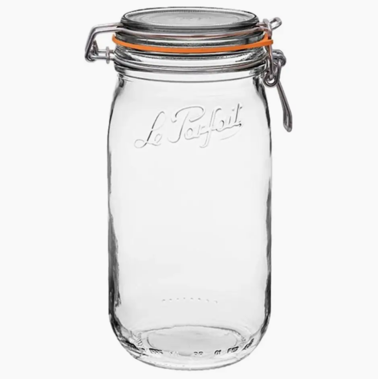 1.5L Rounded French Glass Storage Jar W/ Airtight Rubber Seal